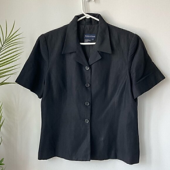 Vintage Tristan & Iseut Linen Black Blazer - Picture 6 of 6